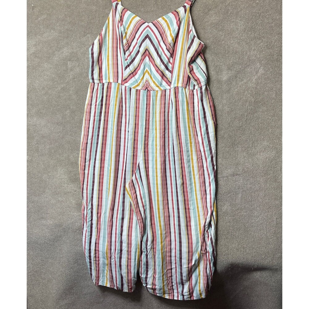 Lane Bryant Jumpsuit Womens 24 Striped Wide Leg Summer Vacation Casual Trendy